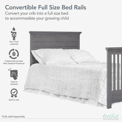 évolur rustic grey finish texture showcases elegant, timeless nursery-to-bedroom accent.