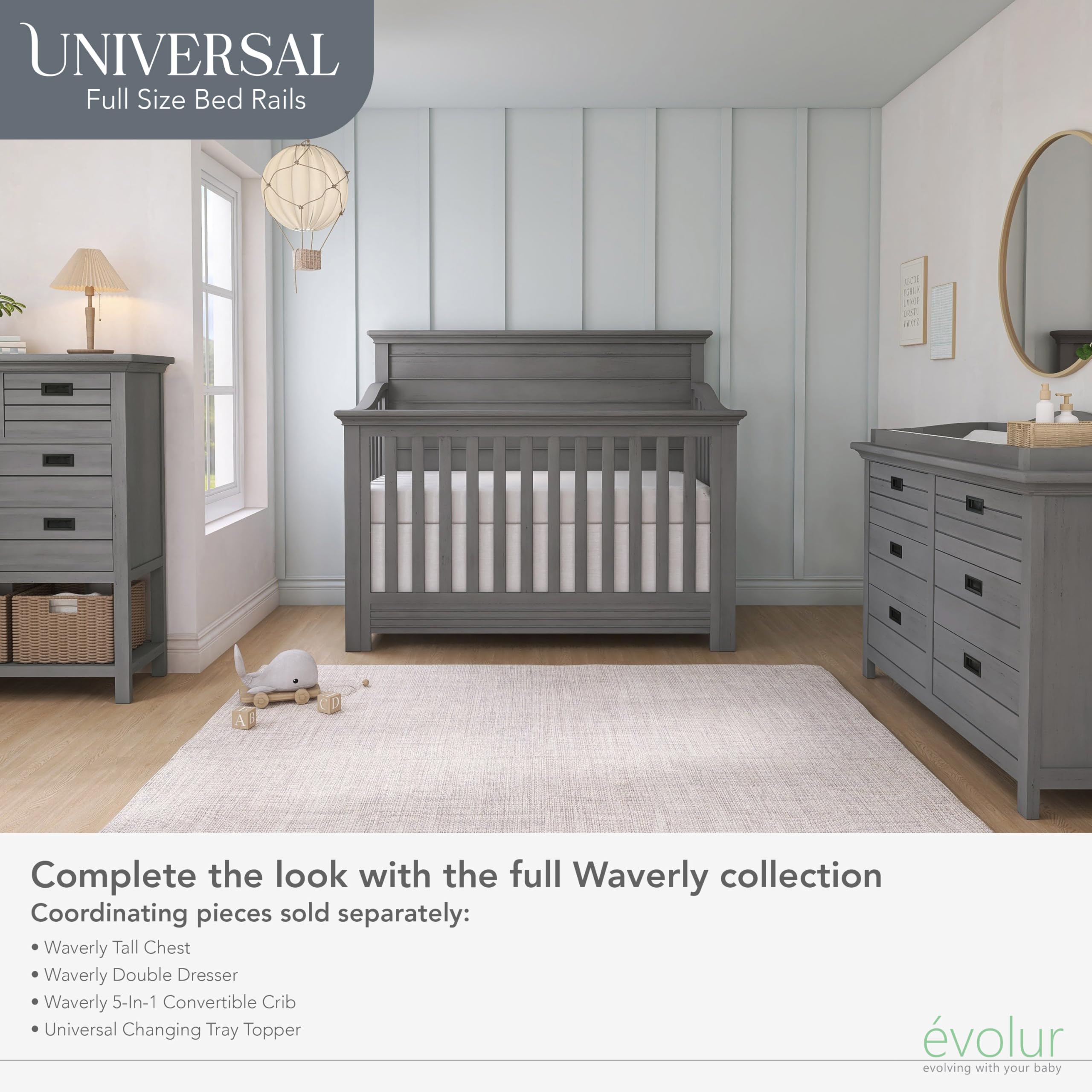 évolur bed rails with secure mattress slats support up to 250 pounds.