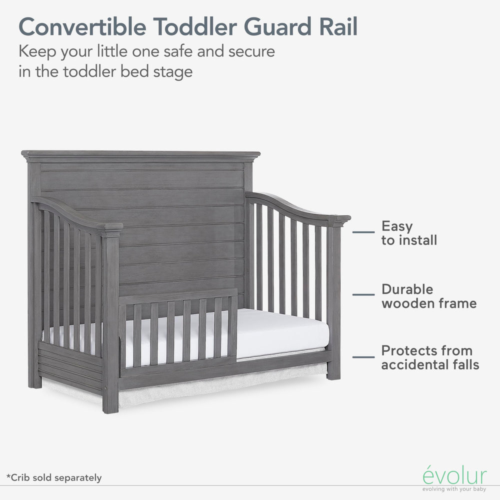 Evolur Toddler Rail finishes 10 options to match your crib.