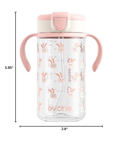 Evorie pink rabbit design adds a cheerful touch for toddlers during snacking.