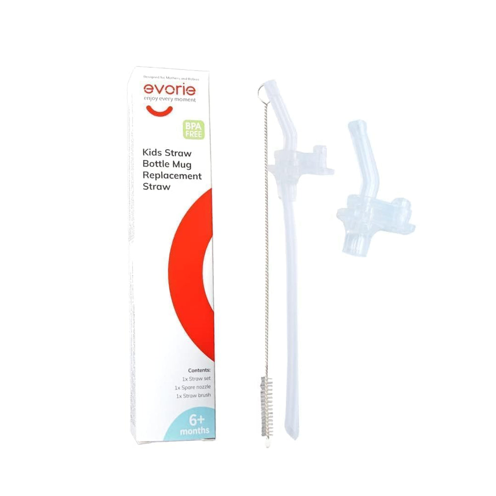 Evorie replacement straw with cleaning brush included supports easy hygiene after meals
