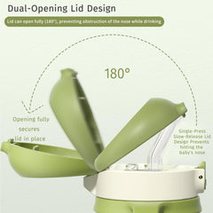 Evorie spill-proof lid and cross-cut straw pictured for no-spill performance