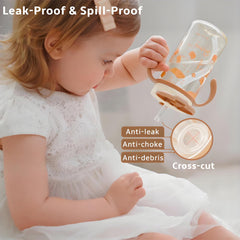 Evorie toddler cup with ergonomic handles supports little hands during curious drink-time