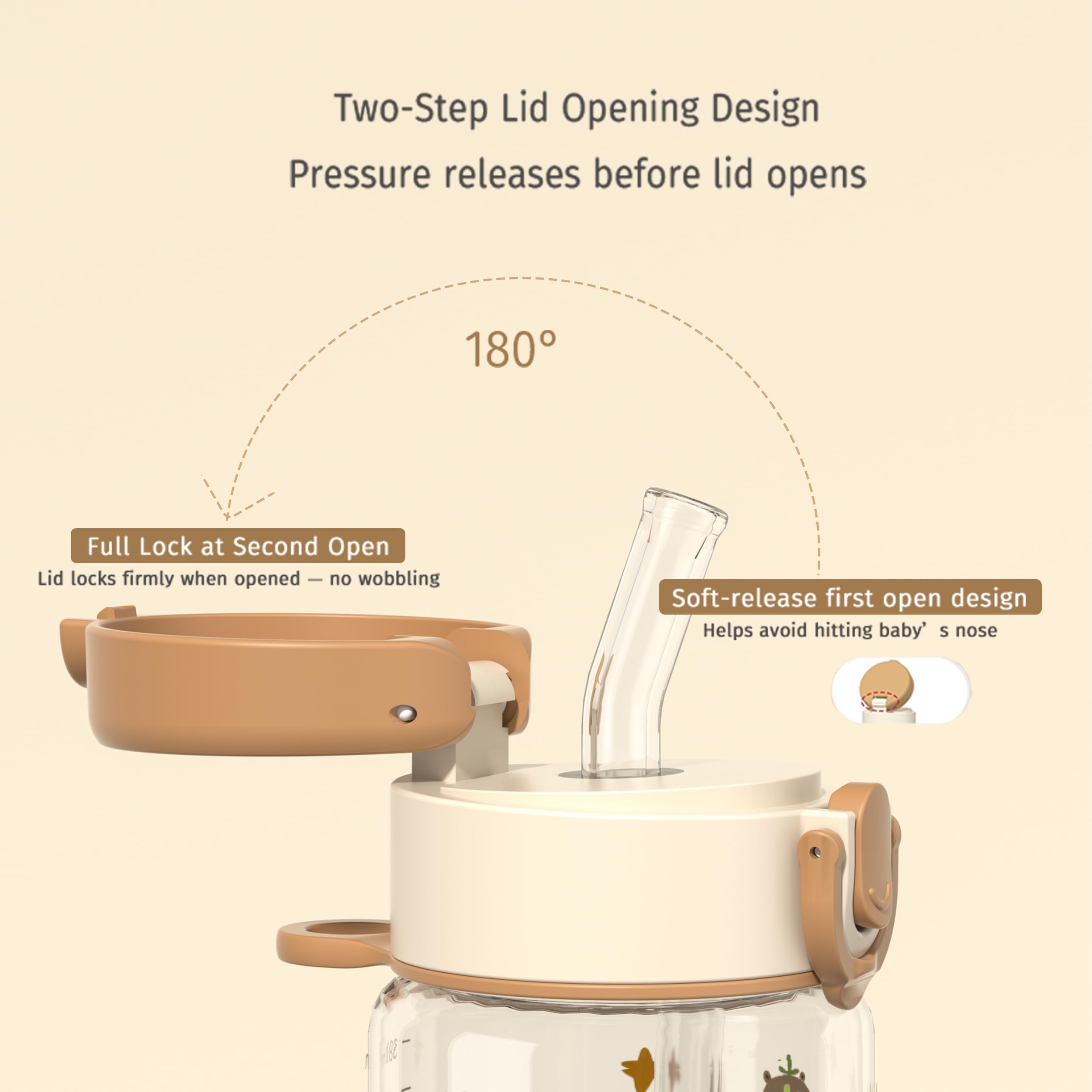 Evorie Tritan’s lid-cap ensures secure closure for spill-free travel and playtime.