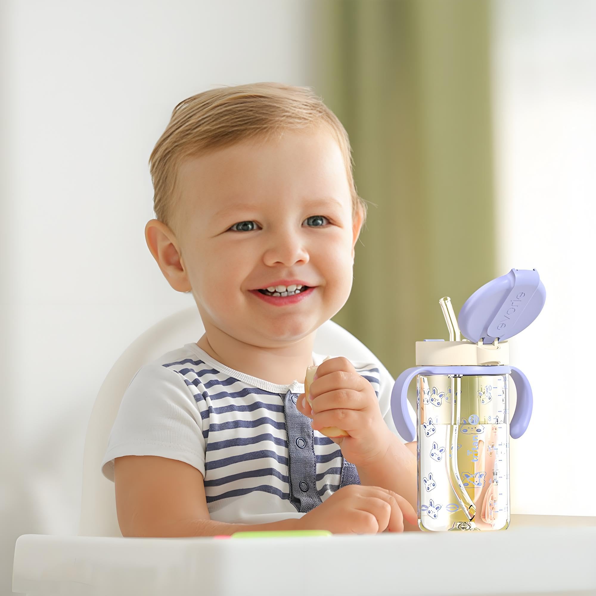 Evorie blue rabbit cup during school or on-the-go use