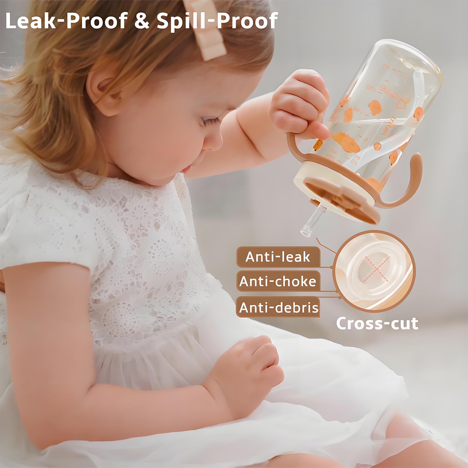 Evorie Tritan spill-proof cup with ergonomic handles for small hands