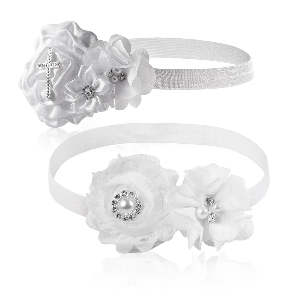 Ewaycom cross rhinestone Christening headband adds sparkle and gentle support