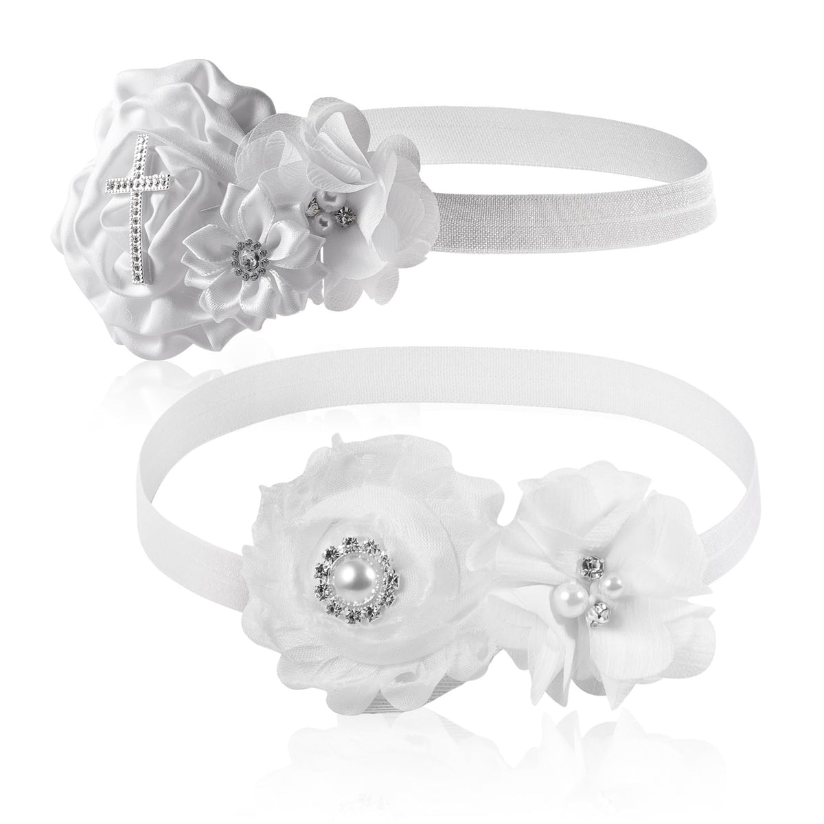 Ewaycom cross rhinestone Christening headband adds sparkle and gentle support