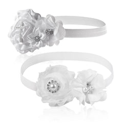 Ewaycom cross rhinestone Christening headband adds sparkle and gentle support