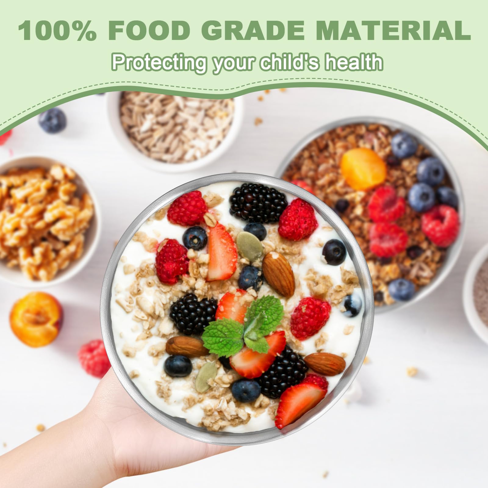 EWFEN SUS304 food-grade-material bowls suitable for soups and snacks.
