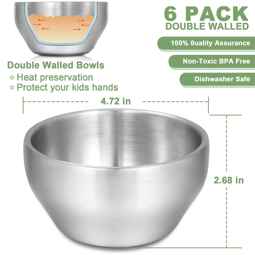 EWFEN SUS304 double-walled-kids-bowls demonstrate heat-safe, hands-friendly serving.