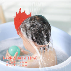 ewinever baby shower cap red crown-front view guards ears from splashes
