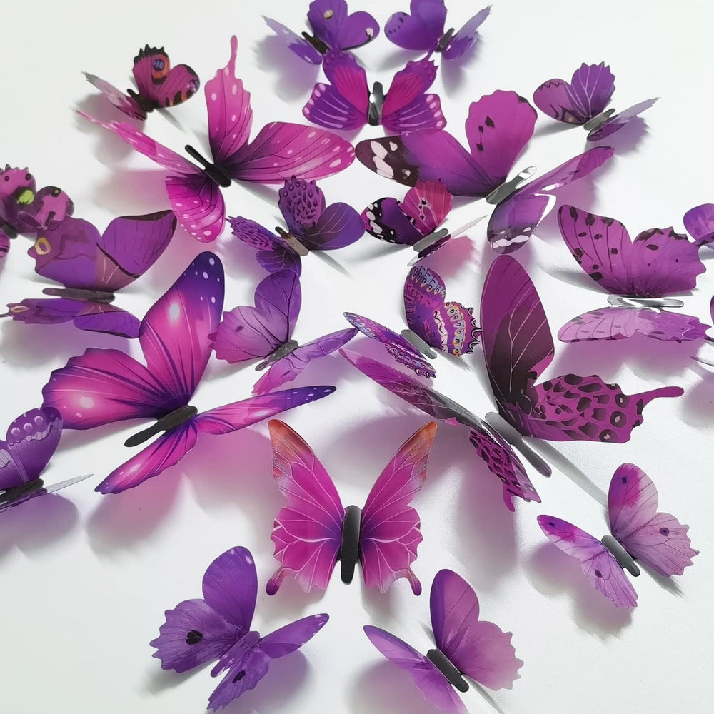 Ewong butterfly wall decal 24pcs purple pack for brightening a girl's bedroom