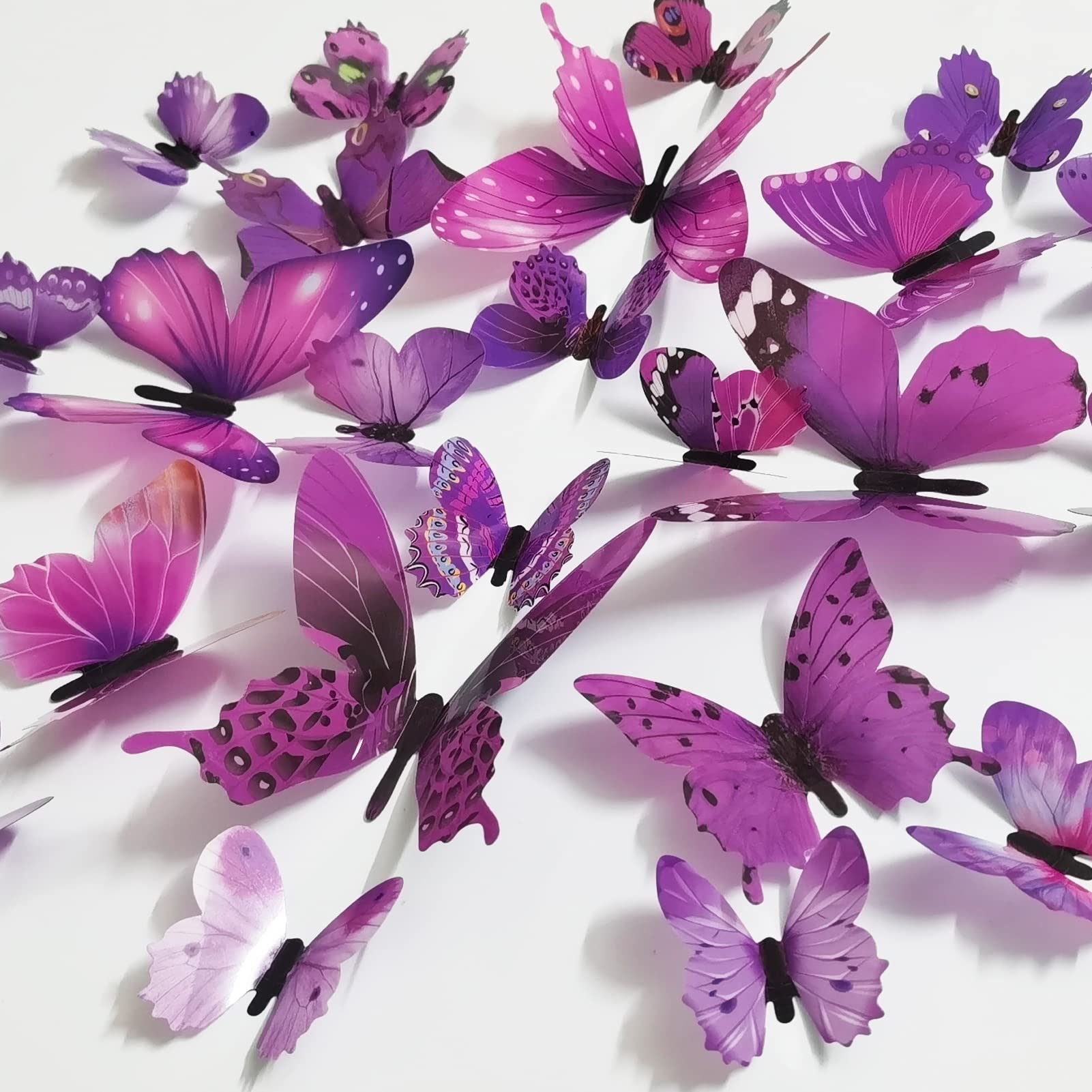 Ewong butterfly wall decals purple, 2-4 inch size, easy decor for playful walls