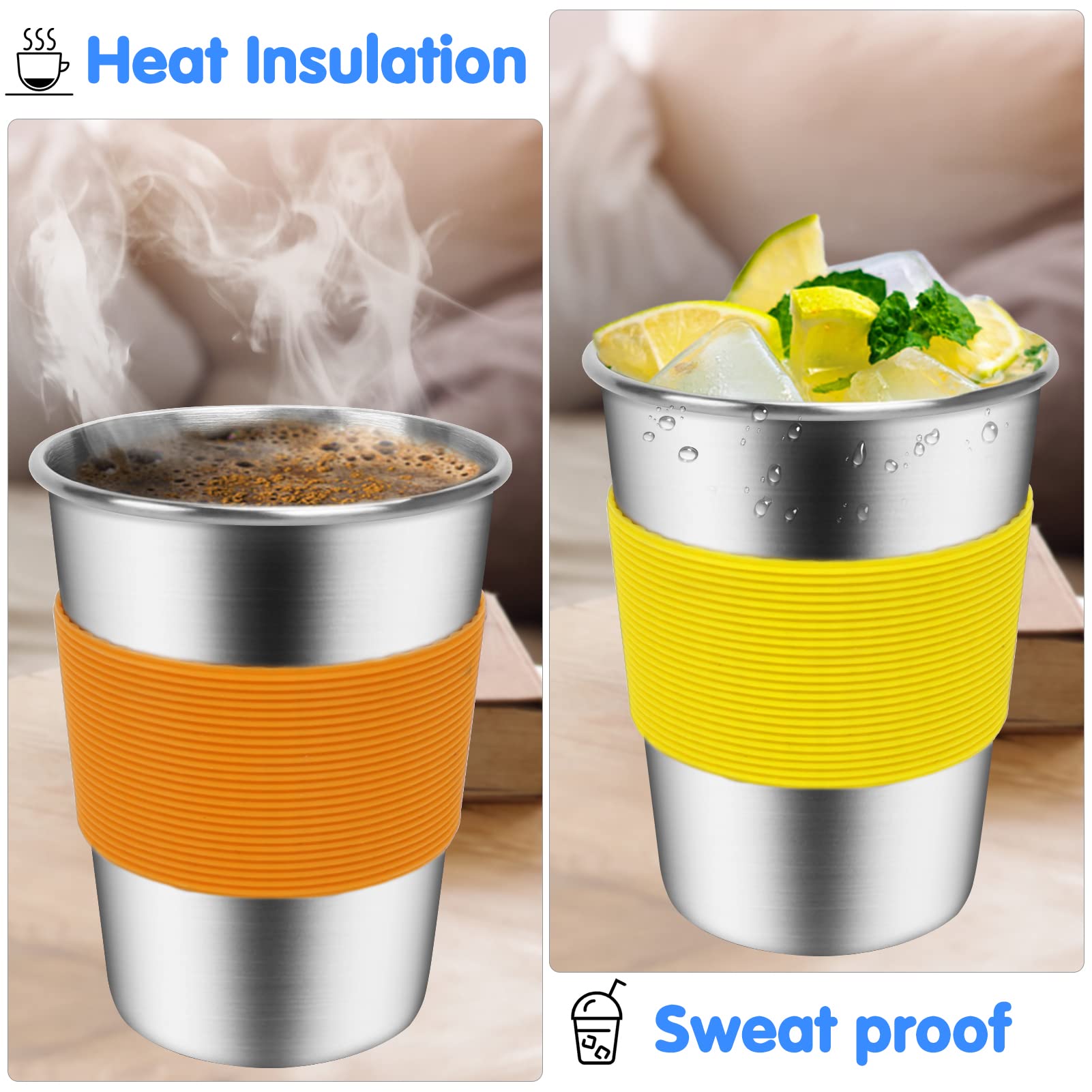 EWSNmata cups with colorful sleeve for easy grip and identification