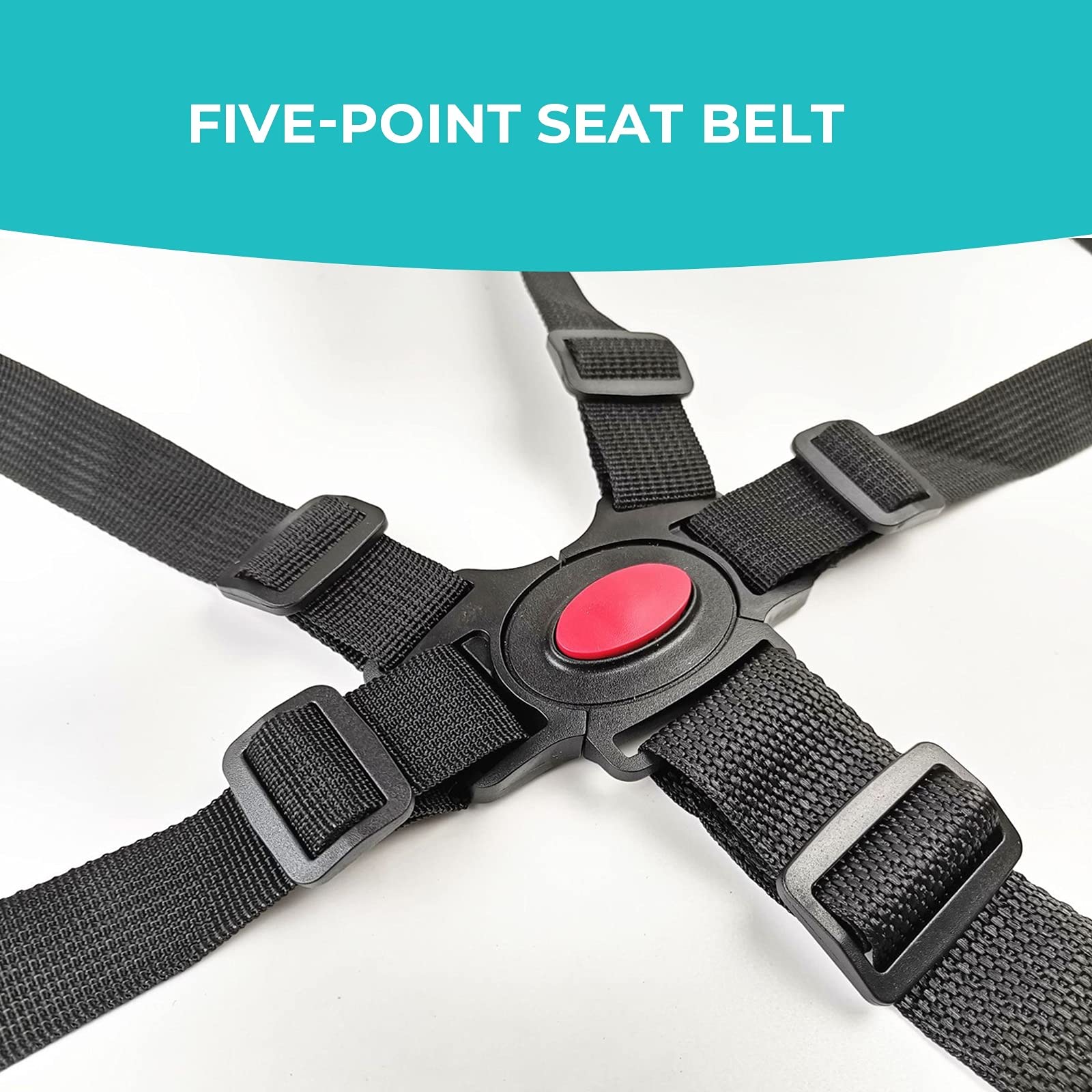 EWUHRY 5 Point Harness buckle-hip focus shows secure waist and hip restraint