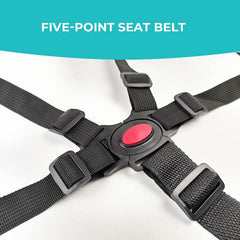 EWUHRY 5 Point Harness buckle-hip focus shows secure waist and hip restraint
