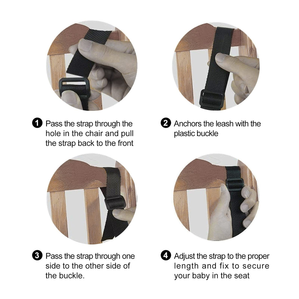 EWUHRY 5 Point Harness installation-highchair demonstrates quick loop-around setup