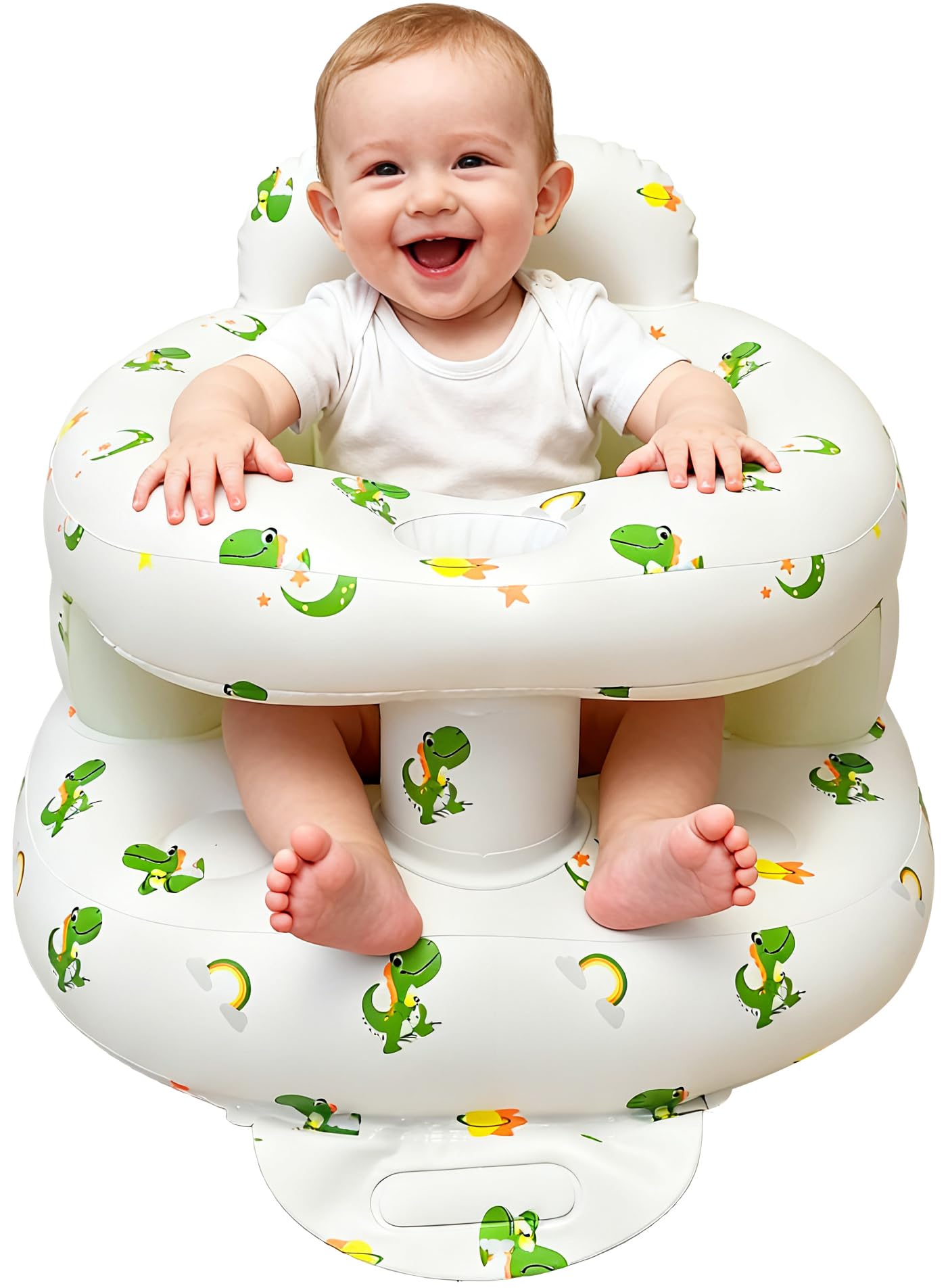 EXBEPE thickened inflatable baby seat front-view image for safe, stable sitting.