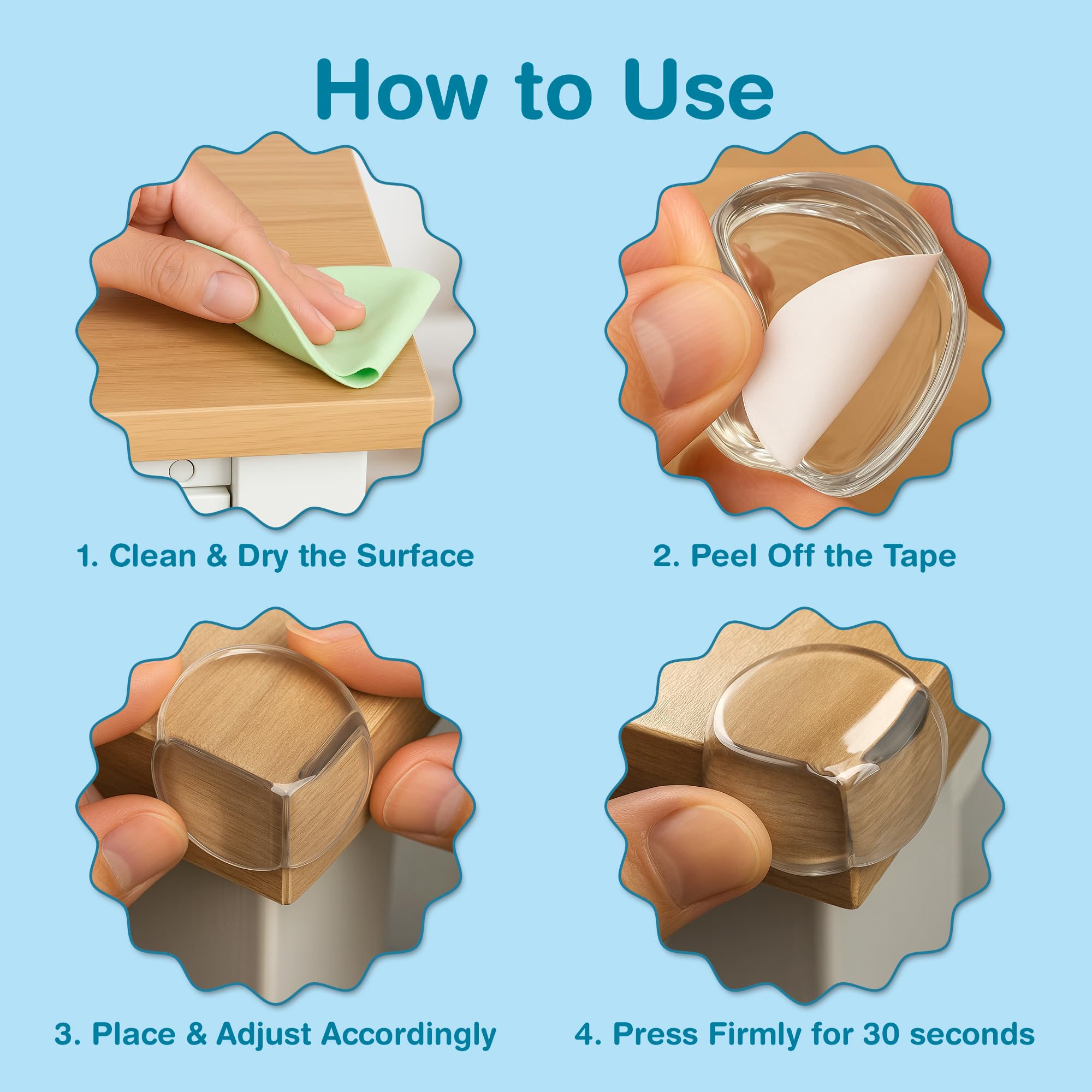 EXCOLIT ball-shaped edge protector highlights stylish safety on furniture.