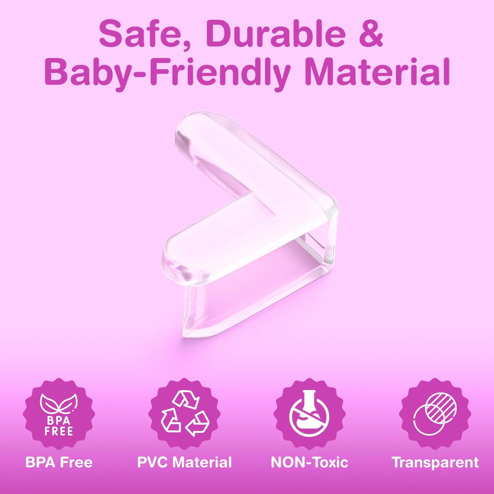 EXCOLIT baby safety guards reduce risk around corners and edges.