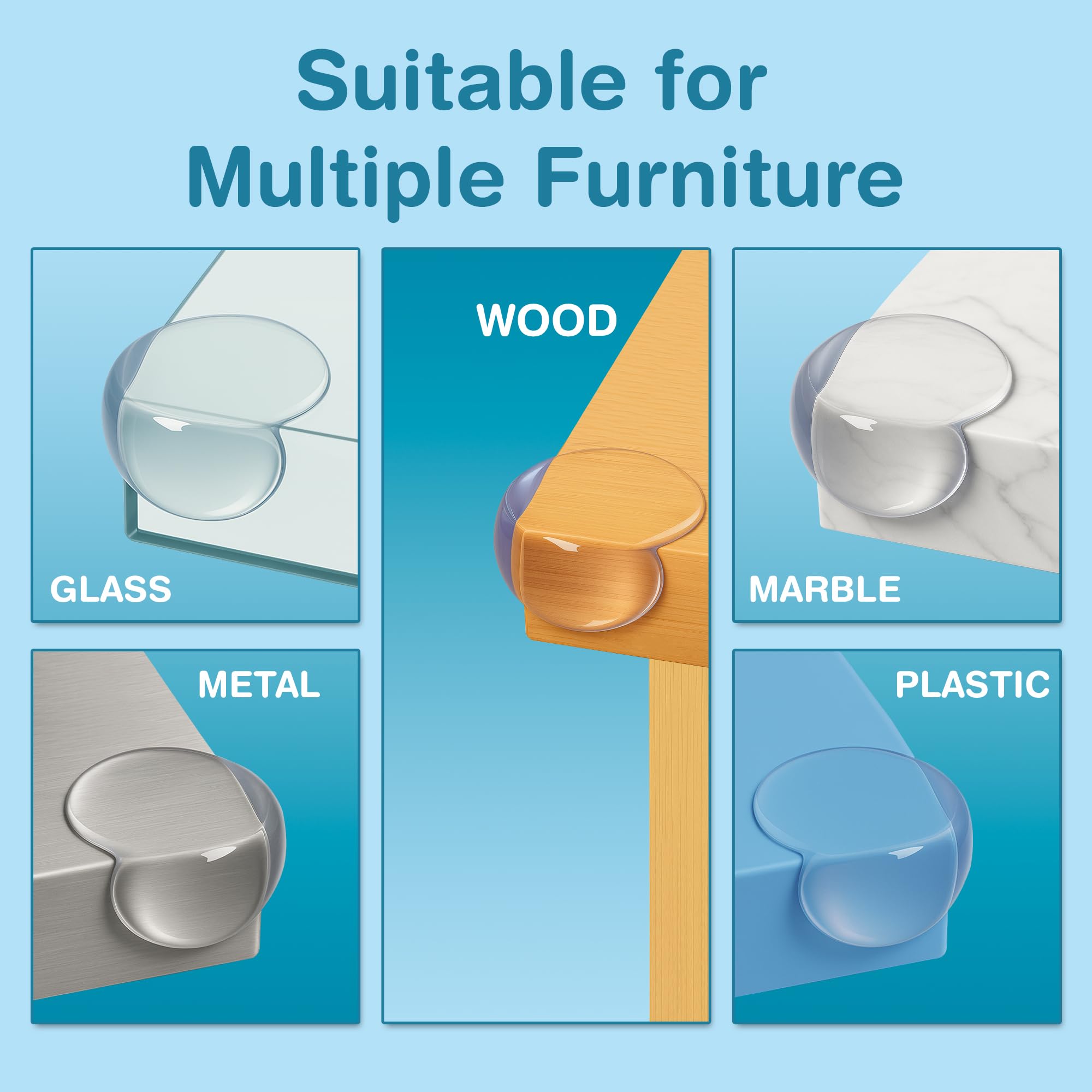 EXCOLIT transparent corner protector for desks, quick to install with strong adhesive.