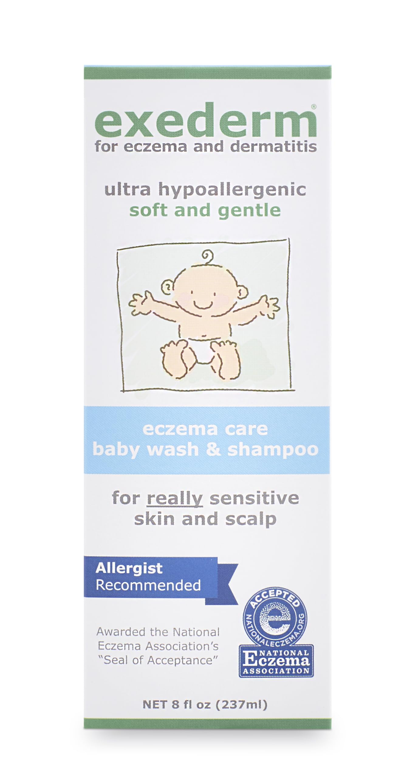 Exederm Baby Wash gentle-lather close-up highlighting non-irritating cleansing for delicate skin.