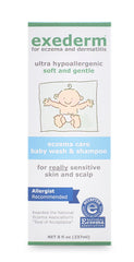 Exederm Baby Wash gentle-lather close-up highlighting non-irritating cleansing for delicate skin.