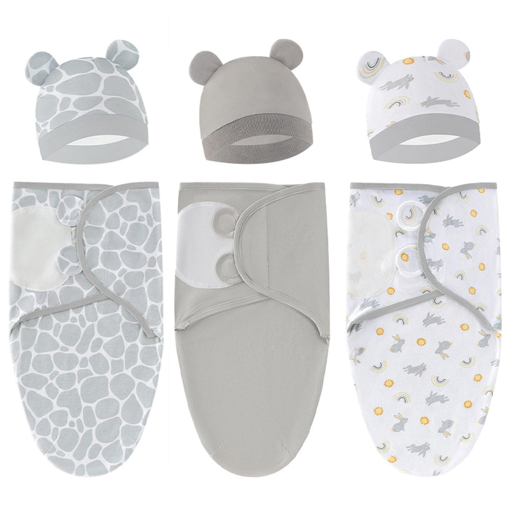 Exemaba baby swaddle sleep sack grey rabbit set offers cozy newborn comfort in a 3-pack