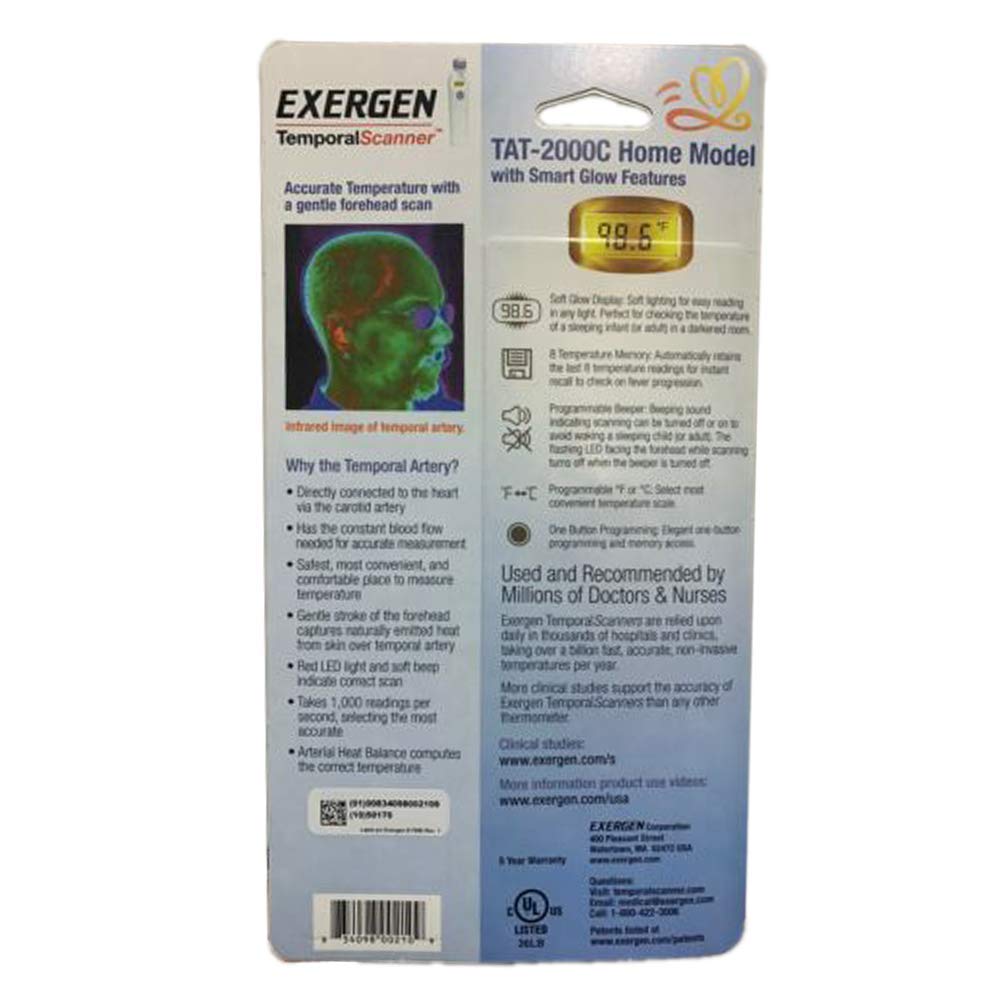 Exergen Temporal Thermometer display shows fast results for busy households.