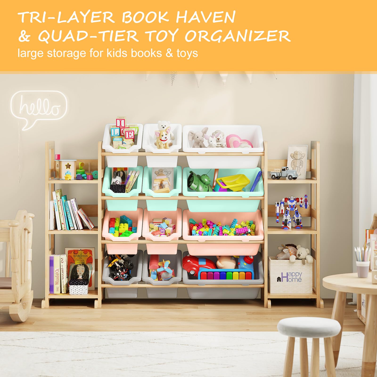 EXPERLAM 3-in-1 bookshelf design adapts to rooms, nurseries, and classrooms
