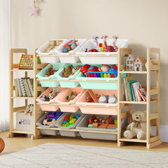 EXPERLAM extra large toy storage front view highlights accessible shelves for independent play