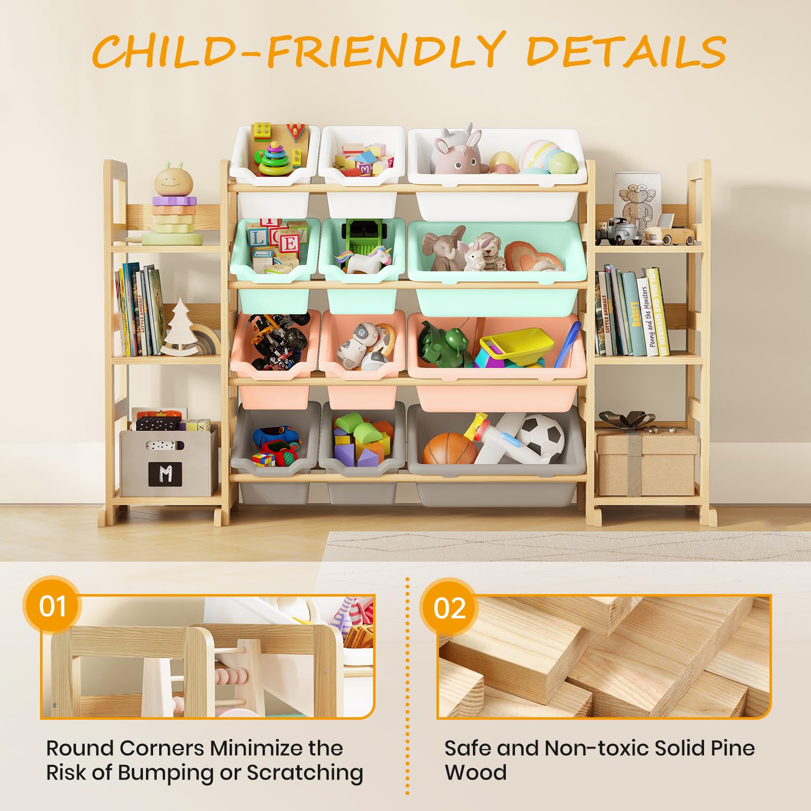 EXPERLAM multi-color bins close-up adds vibrant style while keeping items organized
