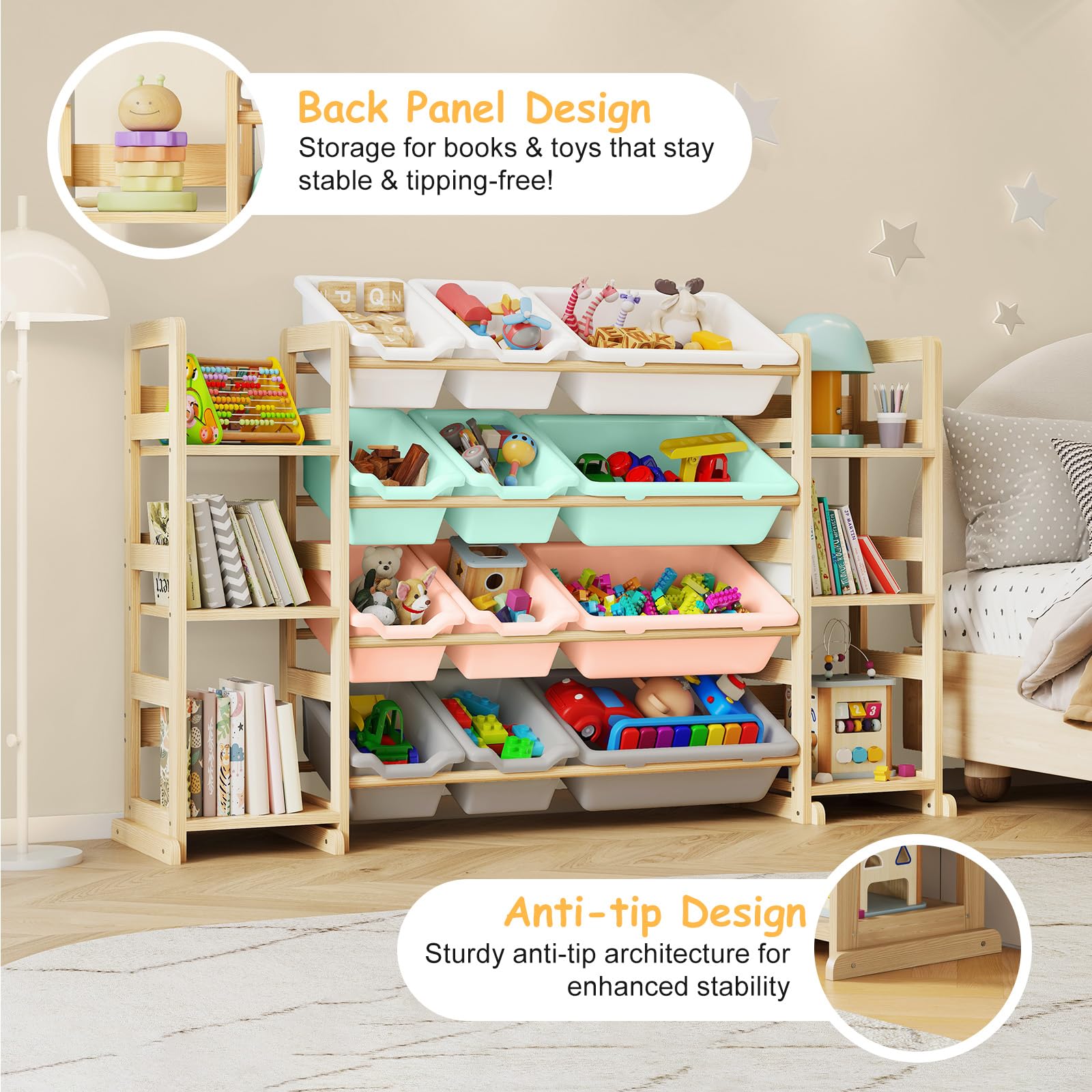 EXPERLAM solid pine wood construction emphasizes durability and kid-friendly safety
