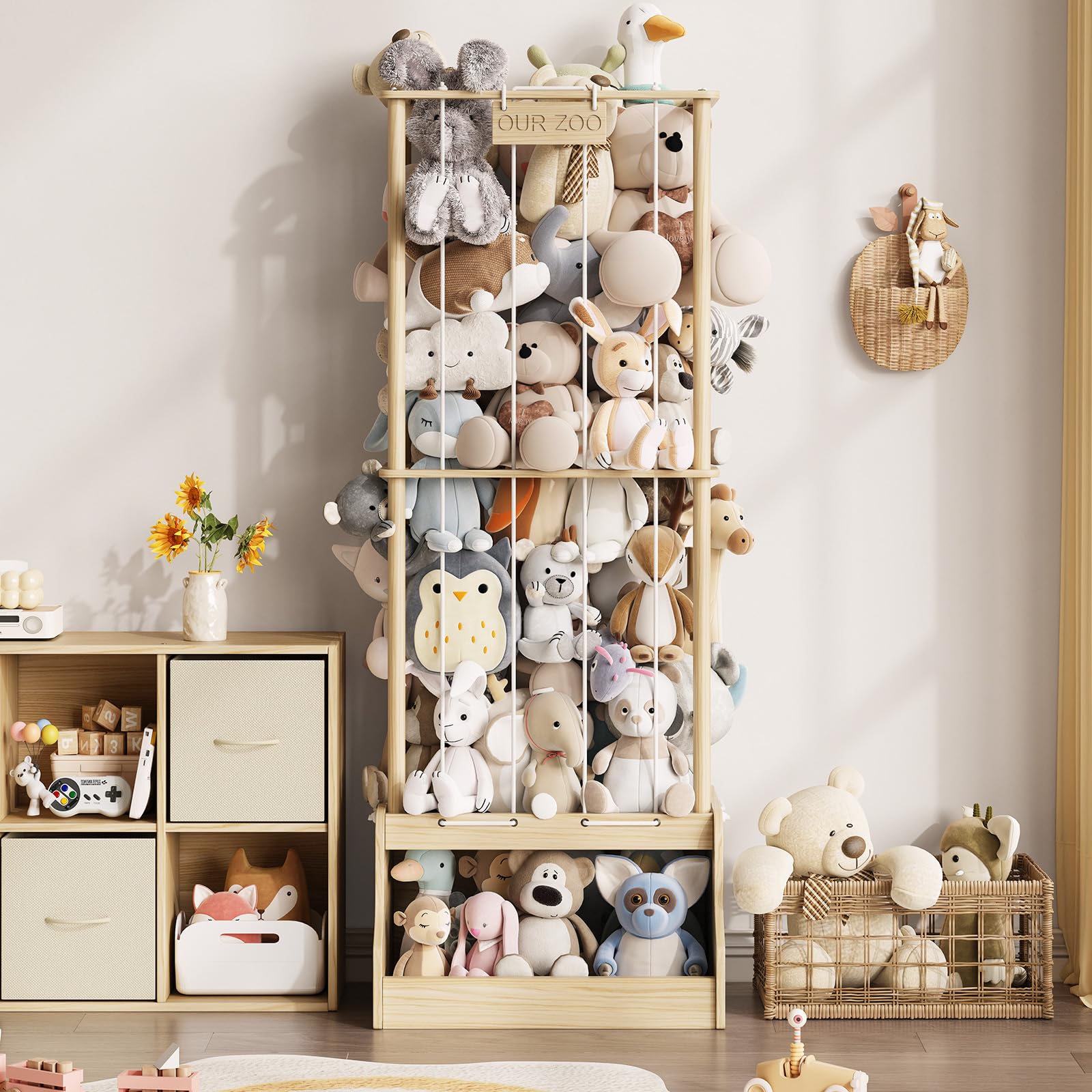 EXPERLAM stuffed animal zoo lower chest providing extra toy storage