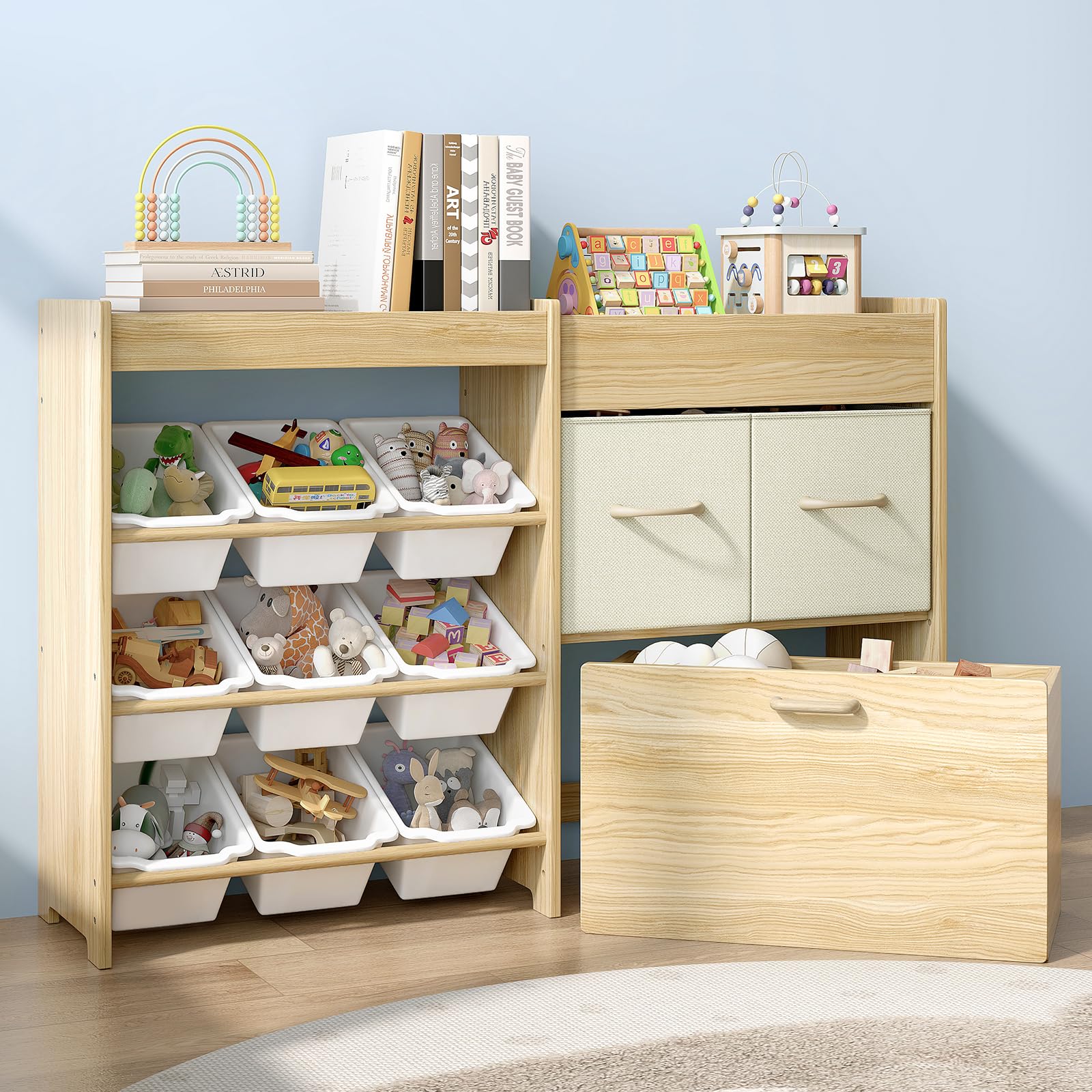 EXPERLAM toy storage 9-bin front view for tidy play areas