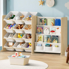 EXPERLAM toy storage organizer with 12 bins and 4 shelves keeps play area organized