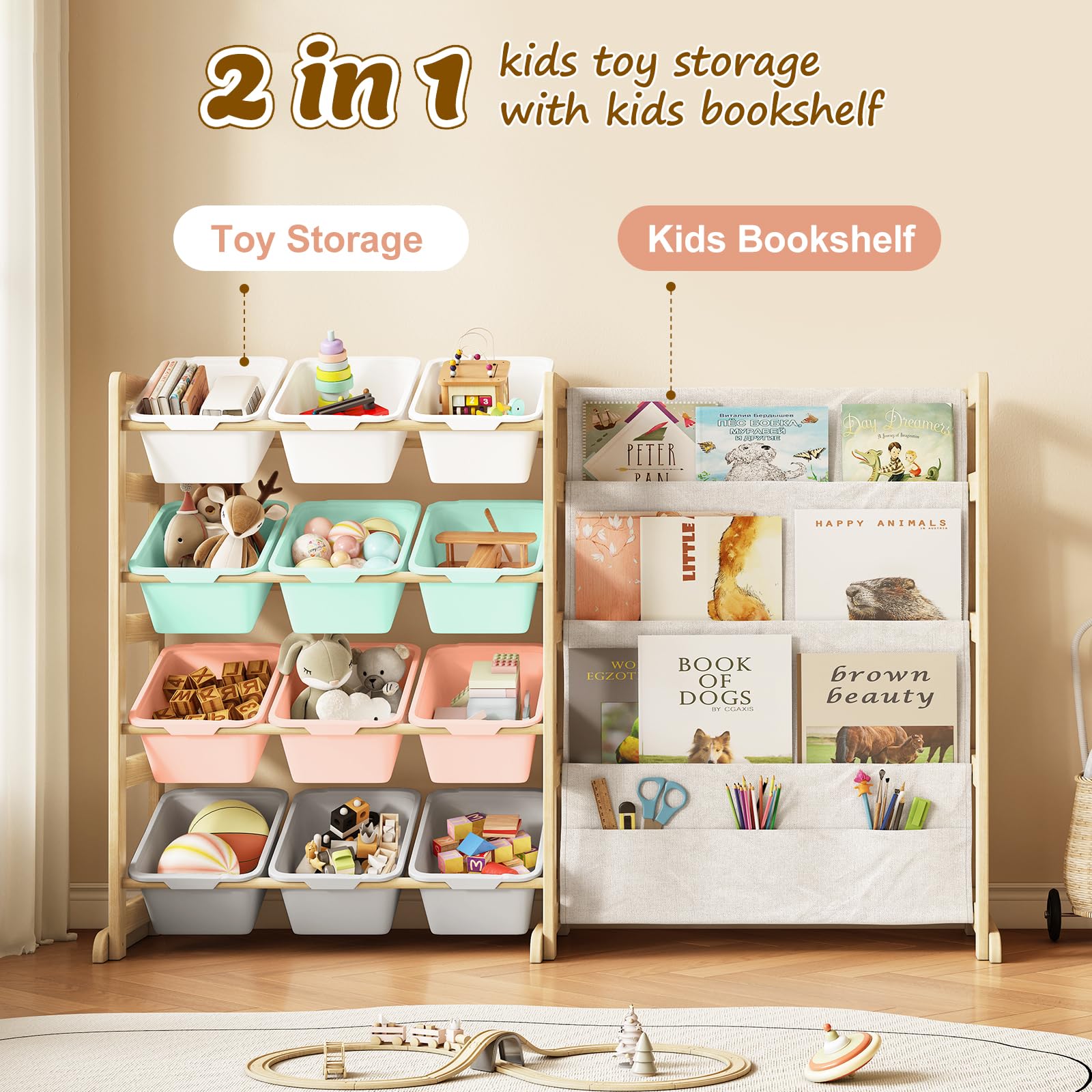 EXPERLAM toy storage organizer color bins bright colors for kid-friendly organization