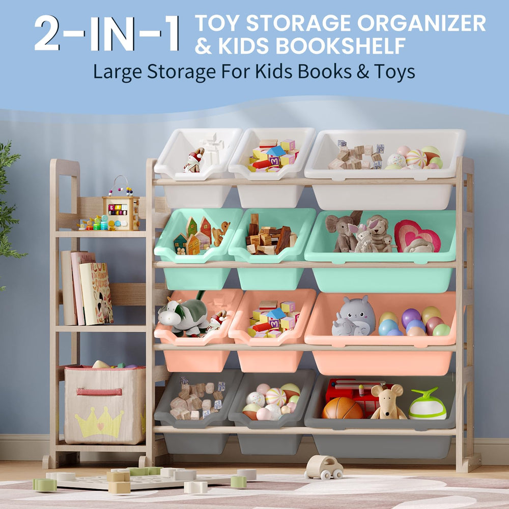 EXPERLAM Toy Storage Organizer kids room setup illustrates warm wood tones and playful color accents
