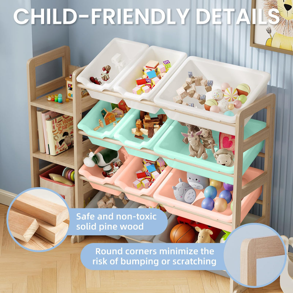 EXPERLAM Toy Storage Organizer large capacity image shows four large bins, eight small bins, three shelves