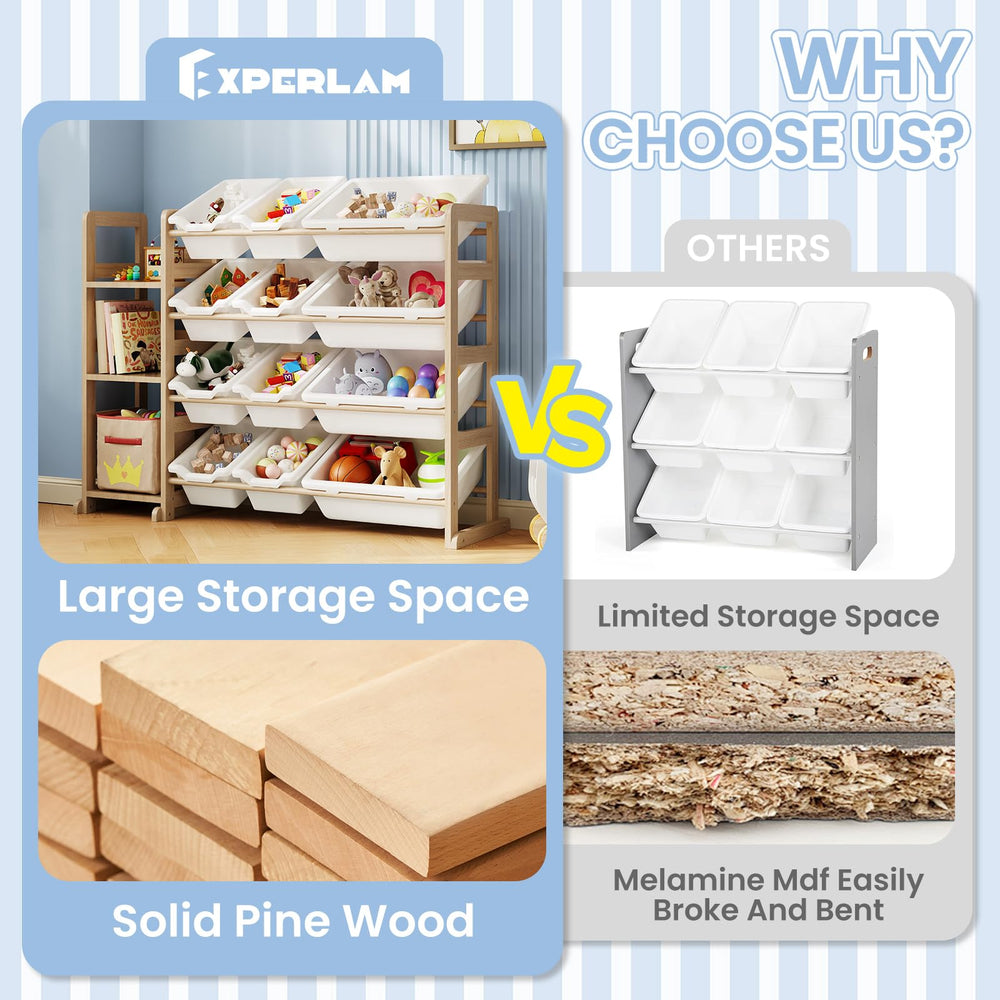 EXPERLAM Toy Storage Organizer stable base prevents tipping during play