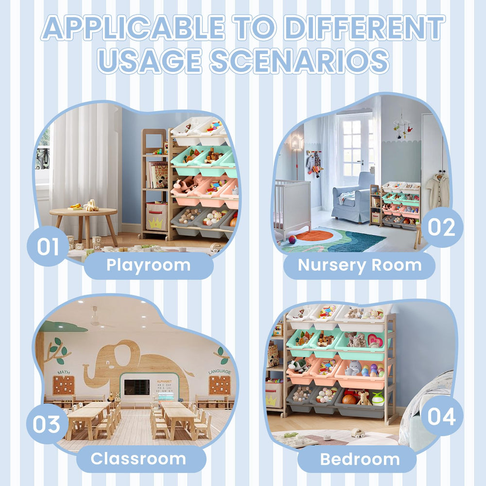 EXPERLAM Toy Storage Organizer sturdy pine base conveys durability for daily kids' use
