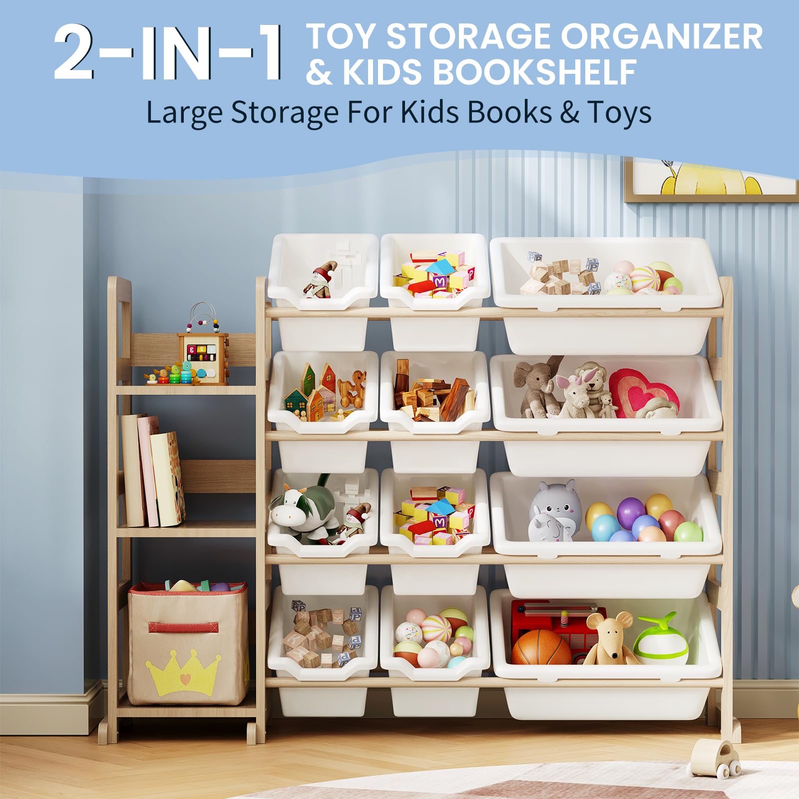 EXPERLAM Toy Storage Organizer white bins for modern decor contrast