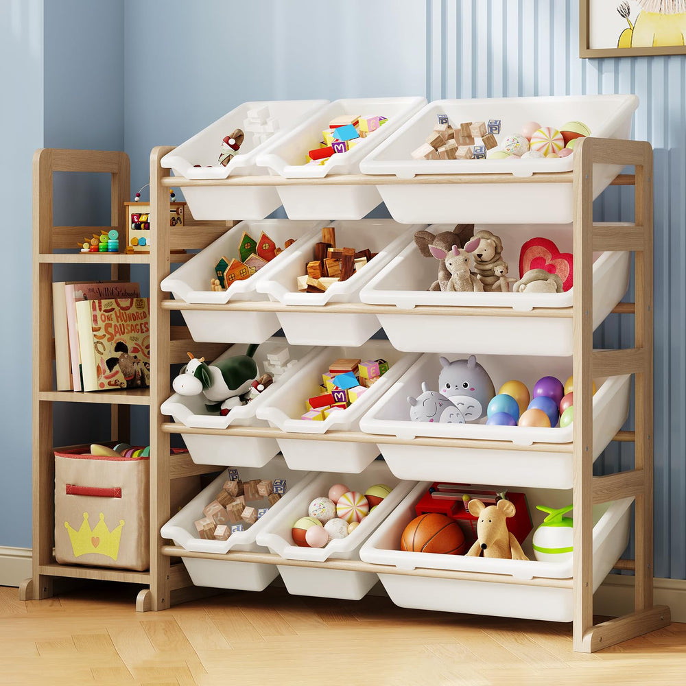 EXPERLAM Toy Storage Organizer wood grain closeup highlighting durable pine wood