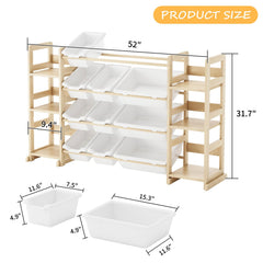 EXPERLAM side-shelves adjustable toy organizer showing flexible height options for tall books and toys.