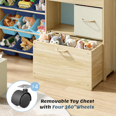 EXPERLAM top rack holds books and toys for quick access during playtime