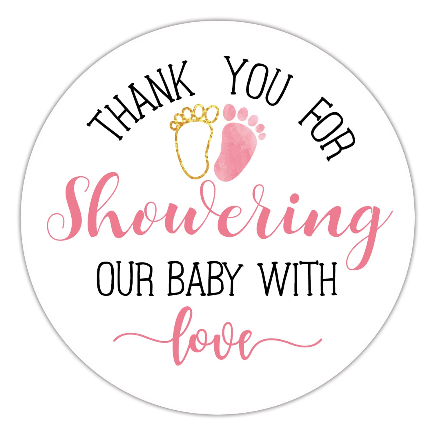 EKSPLODI pink baby shower stickers 2in pack ready for favors.