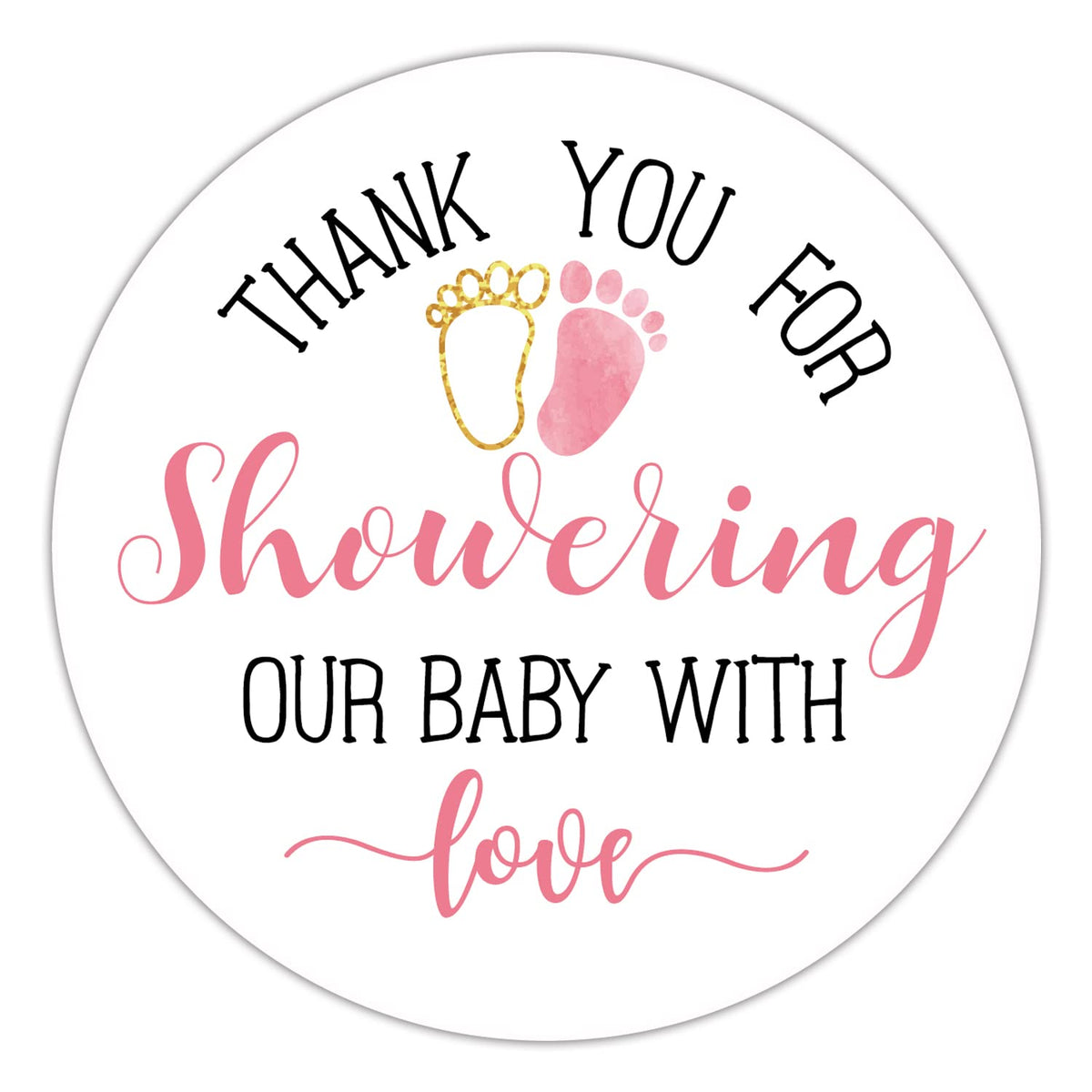 EKSPLODI pink baby shower stickers 2in pack ready for favors.