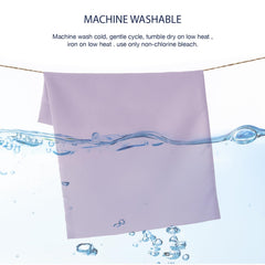 EXQ Home machine-washable pillowcase detail shows cold wash and low-heat dry.