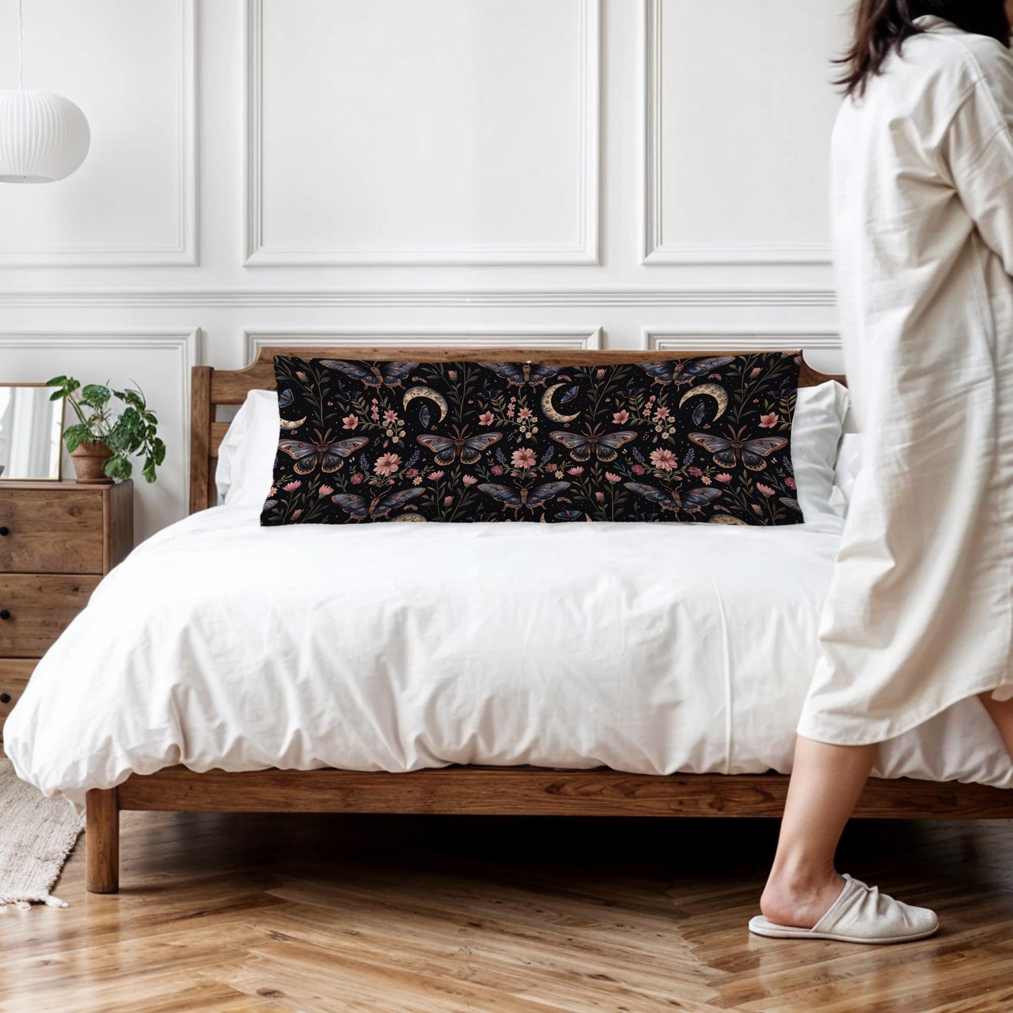 Exqcom Dark Academia Witchy Moon pillow cover elevates study nook dorm room vibes.